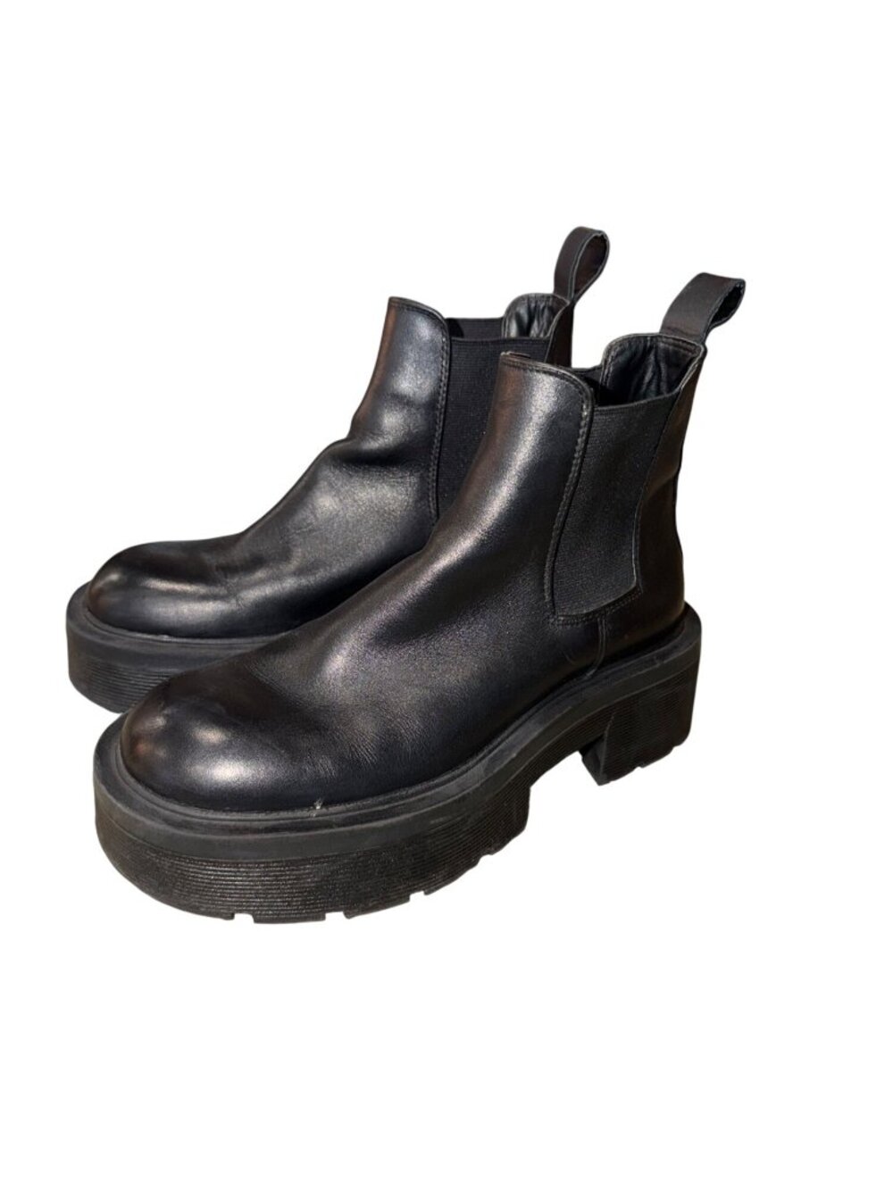Zara Lug Sole Black Platform Chelsea Boots Whimsey Goth Grunge Womens 37 US 7